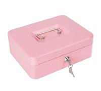 Cash Box with Lock and Money Tray Metal Money Box for Cash Lock Box for Money 9.84" x 7.87" x 3.54" Pink