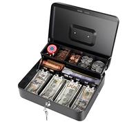 Cash Box with Money Tray and Key Lock, Money Box Safe Locking, Money Saving Lock Box with Money Tray Storage for Cash 11.8"x9.45"x3.54"