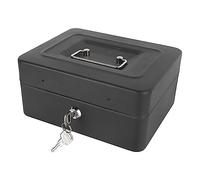 Cash Box with Money Tray and Lock, Practical Large Storage Space Secure High Hardness Cash Saving Organizer Box for Shopping Malls Cafes(20x16x9cm-Black)