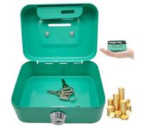 Cash Boxes with Keys, 4.5 Inch Iron Lockable Money Box with Coin Slot, Safe and Sturdy Petty Cash Tin Coin Bank with 2 Keys Gifts Small Lock Box with Key Cash Box with Lock for Kids Adults Green