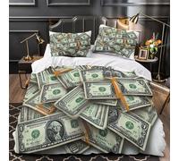 Cash Bundles Quilt Cover 3D Print Extra Soft 3-Piece Bedding Set Hidden Zipper Financial Concept Duvet Cover Hotel Quality Machine Washable for Adults Women Kids Girls Boys Teens Double（200x200cm）