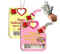 Cash Clip - 2 Piece Wooden Gas Can Moneys Holder with Hanging Cord, Valentines Days Ornament Happy Valentine’s Day, gift cards | Money Clip for Kids Adults Family Friends Birthday Halloween Home