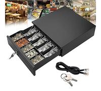 Cash Drawer, Heavy Duty Safe Money Box with 5 Bills and 5 Coins Tray, Adjustable Cash Box Manual Open Key-lock RJ11 for Epson Star POS Printer Money Register