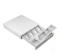 Cash Drawer， Light-Duty Cash Drawer Compact Register that Safely Stores Your with 4 Note and Coin Slots(Bianco)