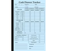 Cash Drawer Tracker Hardback: Simple Cashier Ledger for Daily Drawer Count, 100+ Pages