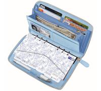 Cash Envelope Wallet Azure All in One Budget System with 12x Tabbed Cash Envelopes, 12x Monthly Budget Cards,1x Yearly Budget Planner Sheet Complete Money Organizer Set for Cash