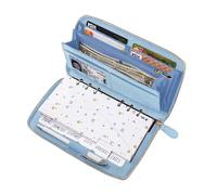 Cash Envelope Wallet Azure All in One Budget System with 12x Tabbed Cash Envelopes, 12x Monthly Budget Cards,1x Yearly Budget Planner Sheet Complete Money Organizer Set for Cash
