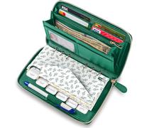 Cash Envelope Wallet - Emerald Green All-in-One Budget System With 12 Tabbed Envelopes, Monthly Cards, Yearly Planner Sheet - Complete Money Organizer Set With RFID Blocking