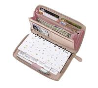 Cash Envelope Wallet Rose Gold All in One Budget System RFID Blocking with 12x Tabbed Cash Envelopes, 12x Monthly Budget Cards 1x Yearly Budget Planner Sheet Complete Money Organizer Set for Cash,