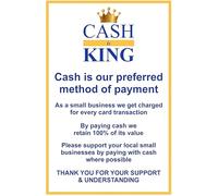 Cash Is King Business Sign, A5 Vinyl Payment Preference Sticker, Shop and Cafe Display