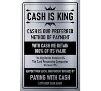Cash is King, Cash is Our Preferred Method of Payment Aluminium Effect Sign - Self Adhesive Sticker (600mm x 400mm)