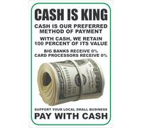 Cash Is King Novelty Sign, Retail Store Wall Decor, Small Business Owner Gift Metal Sign Plaque Poster 8X12 Inches