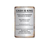 Cash Is King Preferred Method Of Payment Novelty Sign Fun Gift Weatherproof Metal Sign Plaque Poster 8X12 Inches
