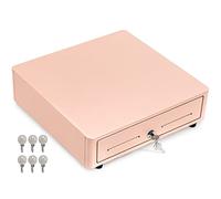 Cash Register Drawer for (POS) Point of Sale System with Round Corner 13", Removable Coin Tray, 4 Bill/5 Coin, 24V, RJ11/RJ12 Key-Lock, Media Slot,Cash Till, Money Drawer for Businesses, Pink