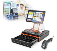 Cash Register POS System with Touch Screen Monitor, 8GB RAM, 128GB SSD, Printer, Cash Drawer, and Software for Small Business