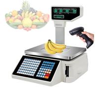Cash Register Scale with Label Printing, Price Computing, Dual Display, Cash Box & Scanner for Supermarket Retail