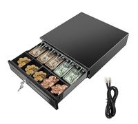 Cash Register Till Drawer, Electronic Cash Drawers Box for POS System Removable, Till Drawer Box 5 Bill 5 Coin, Coin Compartment 12V, RJ11 Key-Lock Media Slot, 42 x 40.5 x 10 cm, Black