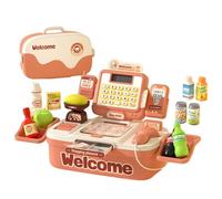 Cash Register Toy Refrigerator Cashless Compatible QR Code Latest Educational Pretend Shopping Creativity Social Skills Development 46 piece Set for