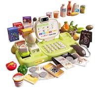 Cash Register Toy with Pretend Play Smart Cash Register Scanner,Conveyor Belt,Learning playset Gift for Toddlers and preschoolers Ages 3 4 5