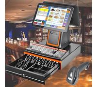 Cash Register with Thermal Printer, 15.6" Touch Screen, Keyboard, Cash Drawer, and Barcode Scanner for Small Business, Restaurants, Retail