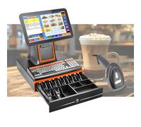 Cash Register with Thermal Printer, 15.6" Touch Screen, Keyboard, Cash Drawer, and Barcode Scanner for Small Business, Restaurants, Retail