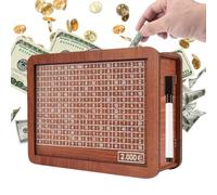 Cash Saving Challenge Box - Reusable Wooden Money Box | Money Box, Multifunctional Safe with Pen, Challenge Box Cash Saving for