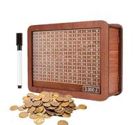Cash Saving Challenge Box - Reusable Wooden Money Box | Money Box, Multifunctional Safe with Pen, Challenge Box Cash Saving for