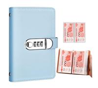 Cash Savings Book,Leather Cover Lock Planner,100 Envelopes Money Saving Challenge Book | for Budget Financial Expense Kids Adults Home Apartment Dorm Office School Travel