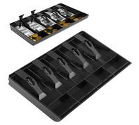 Cash Tray Cash Register Drawer Insert Tray,5 Bill & 4 Coin Compartments, Durable ABS Money Storage Case, Spring Clip Money Organizer for Banks Supermarkets Stores