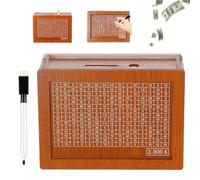 Cash Vault Wooden Savings Box,Retro Saving Boxes, Money, with Target and Numbers for Home Office Challenge(3000)