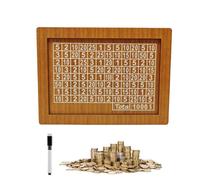 Cash Vault Wooden Savings Box - Reusable Money Saving Challenge Box with Erasable Pen and Target Numbers for Adults