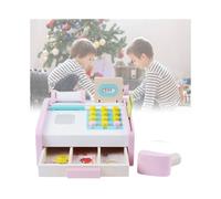 Cash Wooden Register Puzzle Toys Model Swivel Button Push Pull Drawer Kid Gift