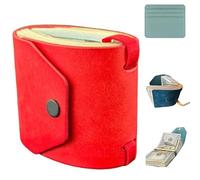 Cash Wrap Wallet Handmade Leather Fast Access Money Holder with Clasp Holder Handy Purse Bands Wallet Organizer Holds 1-99 Bills for Men/Women with Card Storage Bag, Red, Fashion