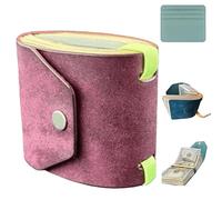 Cash Wrap Wallet Handmade Leather Fast Access Money Holder with Clasp Holder Handy Purse Bands Wallet Organizer Holds 1-99 Bills for Men/Women with Card Storage Bag, Pink, Fashion