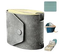 Cash Wrap Wallet Handmade Leather Fast Access Money Holder with Clasp Holder Handy Purse Bands Wallet Organizer Holds 1-99 Bills for Men/Women with Card Storage Bag, Gray, Fashion