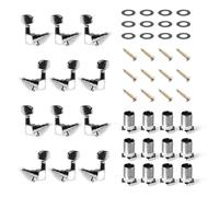 CashBeat 12PCS 6L6R Guitar Tuning Pegs, Sealed Machine Heads Tuners Chrome Knobs Keys for Acoustic Electric Guitar, Wear-Resistant Enclosed String Tuning Pegs Set