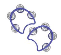 CashBeat 2-Pack Blue Handheld Tambourines with 4 Jingle Bells Each, Mini Plastic Half-Moon Percussion Instruments for Adults, School Music Class, Band and Party