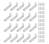 Cashbeat 20Pack L Bracket 2x1x0.5 Inch Metal Corner Brace for Shelf Silver | 90 degree angle, wood furniture cabinet chair, screws included, right angle fastener connector, stainless steel support