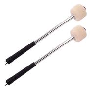 CashBeat 2Pcs 12.6" Wool Felt Drum Mallets, Anti-Slip Bass Percussion Sticks, Snare Drum Beater Accessories for Drummers, Band Musicians, Beige White