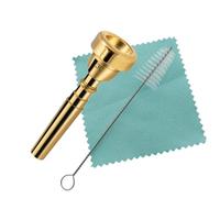 CashBeat 3C Trumpet Mouthpiece Set, Gold Plated Brass, Beginner to Pro, Durable & Reliable, with Cleaning Brush & Silver Polishing Cloth