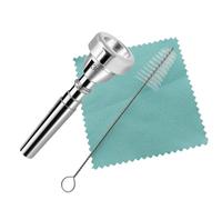 CashBeat 3C Trumpet Mouthpiece Set, Silver Plated Brass, Beginner to Pro, Durable & Reliable, with Cleaning Brush & Silver Polishing Cloth