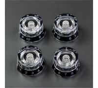 CashBeat 4 Pack Lampshade Guitar Speed Knobs, Clear Black 18 Spline LP SG
