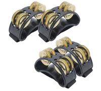 CashBeat 4Pcs Foot Tambourine Set, Adjustable Foot Shaker Percussion Instrument with Gold Steel Jingle Bells, Ideal for Guitar Drum Playing, Dancing