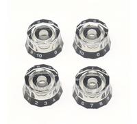 CashBeat 4Pcs Lampshade Style Electric Guitar Knobs, Speed Control Volume Tone Knobs for PRS, LP, SG, Les Paul Guitars - Clear with Black, 18 Spline, Guitar Accessories & Replacement Parts