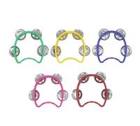 CashBeat 5-Pack Handheld Tambourines with 4 Jingle Bells Each, Mini Plastic Half-Moon Percussion Instruments for Adults, School Music Class, Band and Party