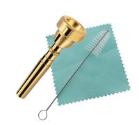CashBeat 7C Trumpet Mouthpiece Set, Gold Plated Brass, Beginner to Pro, Durable & Reliable, with Cleaning Brush & Silver Polishing Cloth