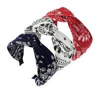 CashewDE Pack of 3 Women's Boho Wrap Tie Elastic Twist Hair Scarf Pretty Bow Tie Alice Hair Bands UK and Girls