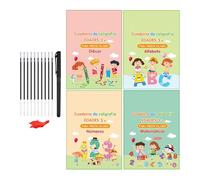 Cashier Écriture Espagnole 21x17.5 cm - Reutilisables | 4 Cahiers Pratique Stylos Poignée | Card Éducatif Pré-Scolaire | Apprentissage Letters Espagnoles | Exercices Écriture Garçons Fi