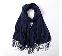 Cashmere Brand Luxury large super soft wool Blended shawl scarf (Navy Blue)