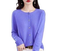 Cashmere Cardigans for Women,Cashmere Button Front Long Sleeve Cardigan Soft Warm Knit Elastic Jumpers (Light Purple,S)